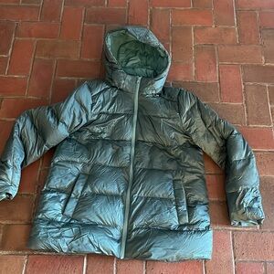 Lands' End Hooded Puffer Jacket - Teal‎ and Navy